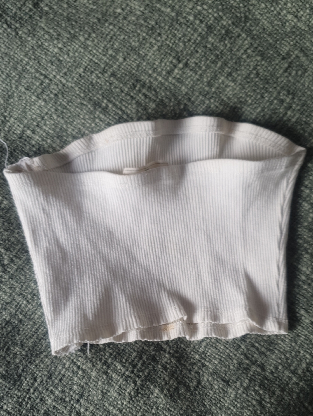 White Ribbed Snap-Button Bandeau Top - Picture 2 of 9